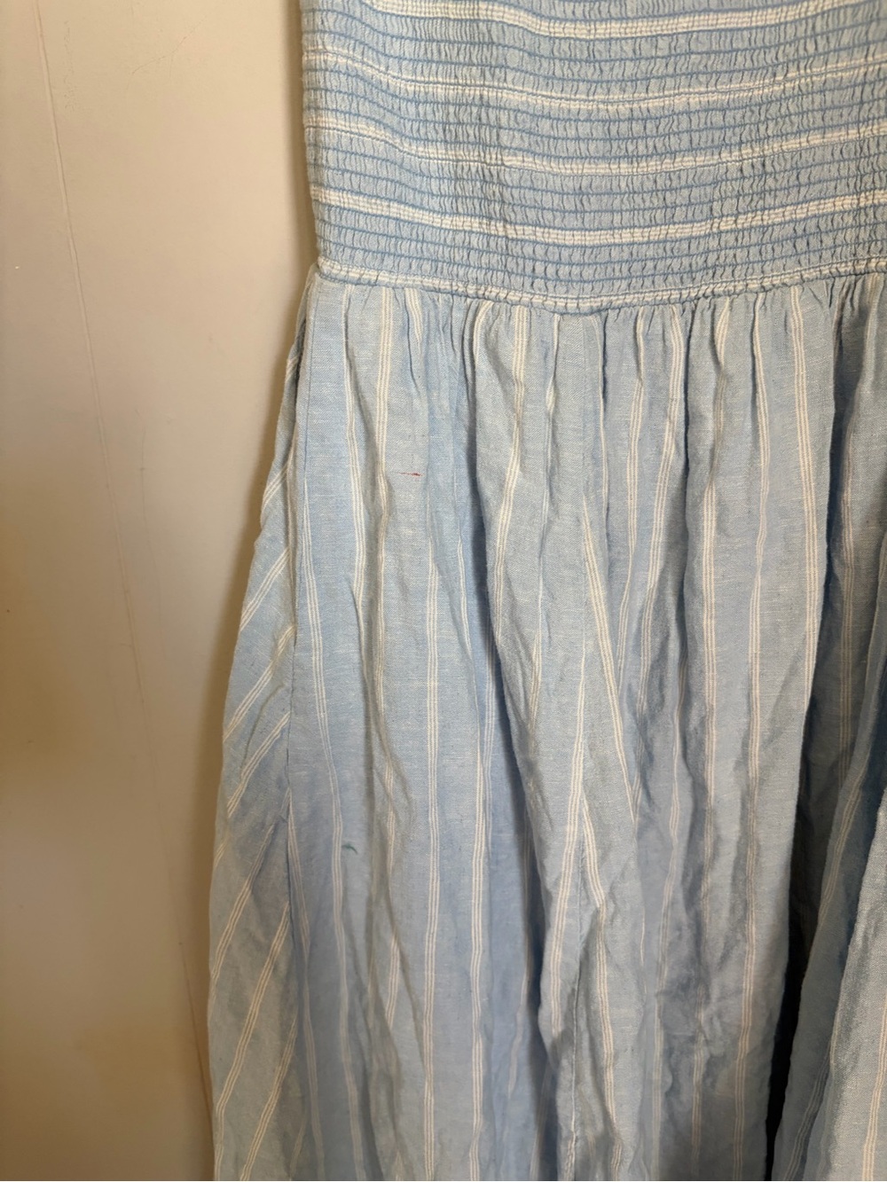 Anthropology Light Blue Sleeveless Striped Midi Dress with Waistband - Picture 7 of 7